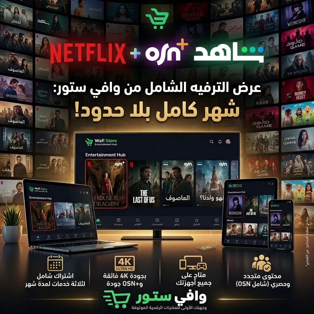 باقة الترفيه الشاملة (نتفليكس + شاهد + OSN+) - اشتراك شهر | وافي ستور